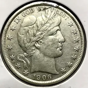1906 Barber Half Dollar AU+ Detail Damaged