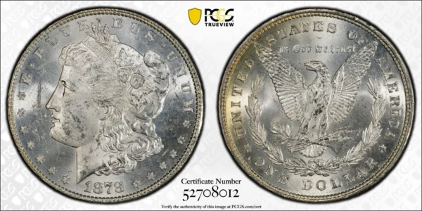 1878 Morgan Silver Dollar 8 Tail Feathers 8TF PCGS MS62 Frosty White VAM6