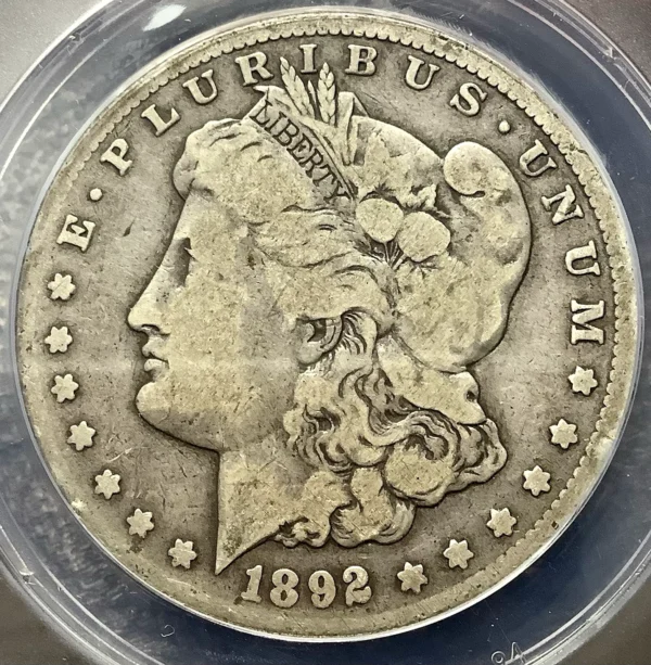 1892-CC Morgan Silver Dollar ANACS VG 8 KEY DATE Perfect Circulated Dusty Brown - Image 2