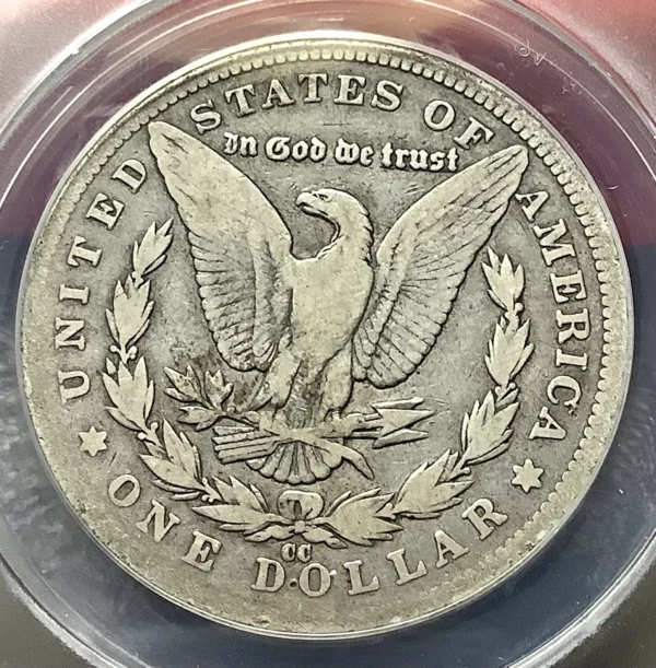 1892-CC Morgan Silver Dollar ANACS VG 8 KEY DATE Perfect Circulated Dusty Brown - Image 3