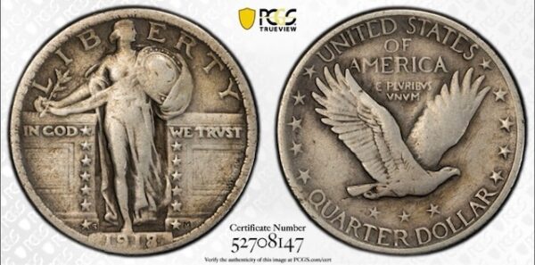 1918/17-S Standing Liberty Quarter PCGS VF Details Tooled