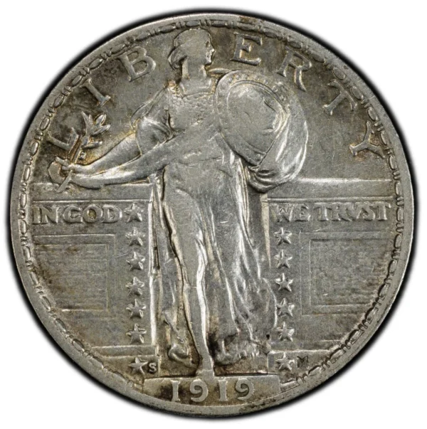 1919-S Standing Liberty Quarter PCGS XF45 - Beautiful Album Toned Key Date - Image 2