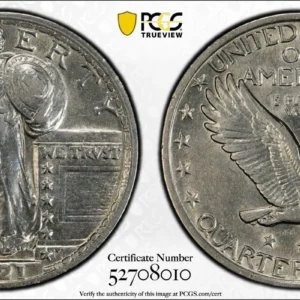 1921 Standing Liberty Quarter PCGS AU Detail Cleaned Key Date