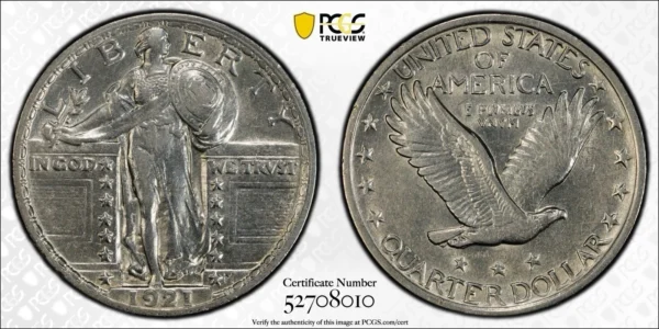 1921 Standing Liberty Quarter PCGS AU Detail Cleaned Key Date