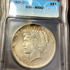 1926-D Silver Peace Dollar ICG MS62 - Toned - Better Date