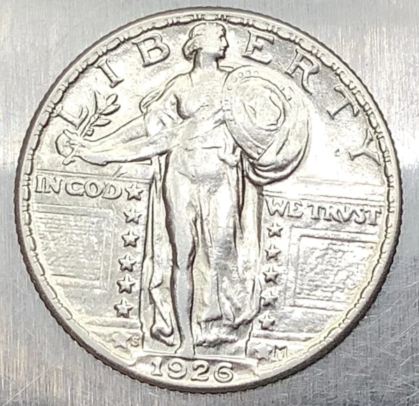 1926-S Standing Liberty Quarter Choice AU Detail Lightly Cleaned - Very Tough! - Image 3