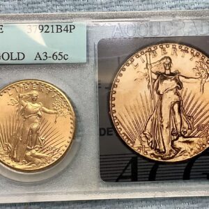 1927 Saint Gaudens $20 Gold Double Eagle Old Accugrade A3 MS65 Oversized Holder