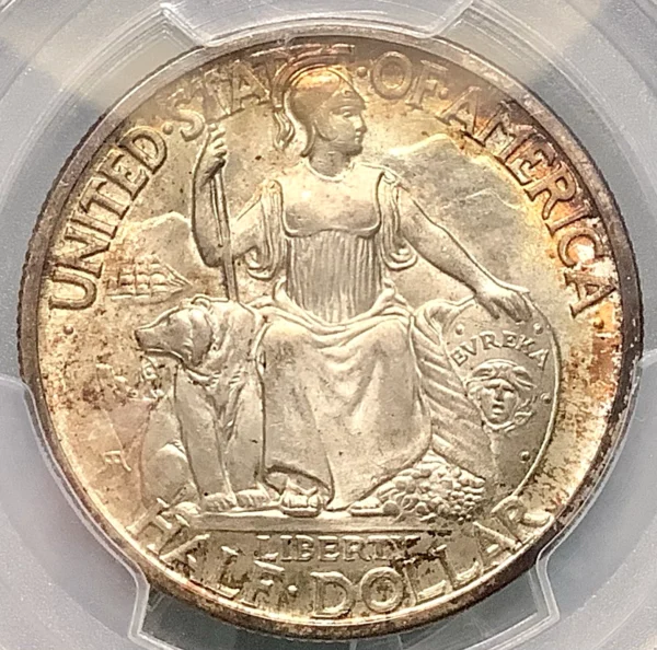 1935-S San Diego Commemorative Half Dollar PCGS MS66+CAC Gorgeous Toned *COLOR* - Image 2