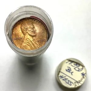 BU Partial Roll 1939-D Lincoln Wheat Cents Unc 40 Coins Mostly Toned Tough Date