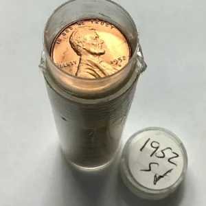BU Partial Roll 1952-S Lincoln Wheat Cents 45 Coins Many Toned Tough Date