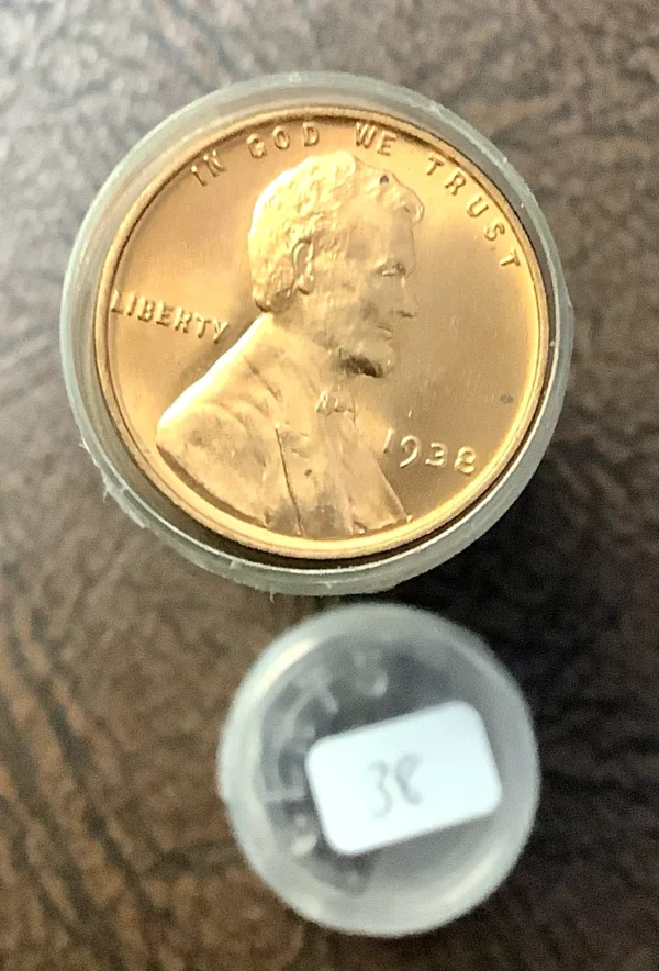 BU Roll 1938 Lincoln Wheat Cents BU Uncirculated 50 Coins Tough Date Roll