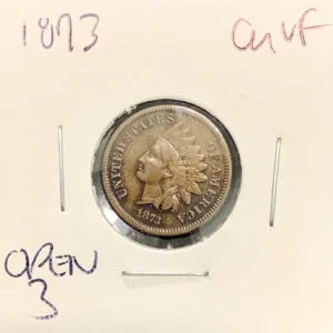 1873 Indian Head Cent Open 3, Choice VF Original Medium Brown Scarcer Date