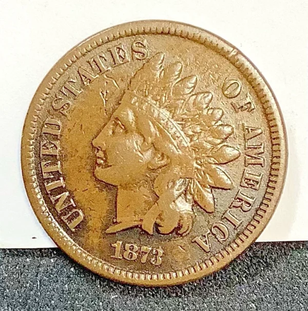 1873 Indian Head Cent Open 3, Choice VF Original Medium Brown Scarcer Date - Image 2