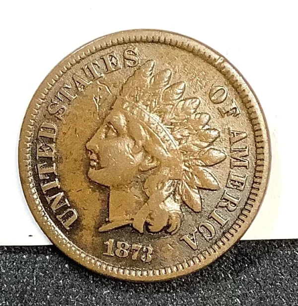 1873 Indian Head Cent Open 3, Choice VF Original Medium Brown Scarcer Date - Image 3