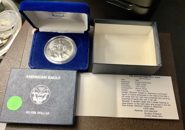 1988 1oz American Silver Eagle Burnished Coin BU w/OGP COA Scarce Year NOT Proof