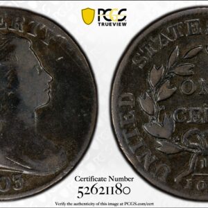 1803 Draped Bust Large Cent S-243 No Stems PCGS F Detail Environmental Damage