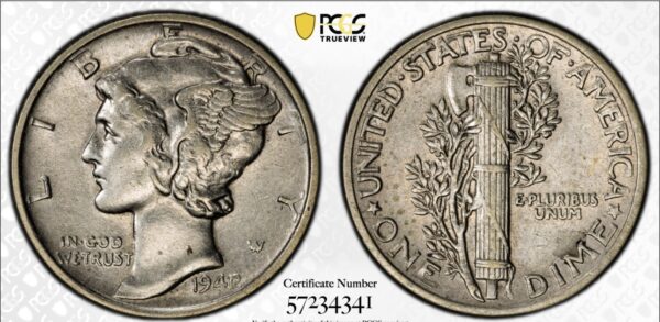 1942/1 Silver Mercury Dime PCGS XF Detail Cleaned Famous 20th C Over Date Error
