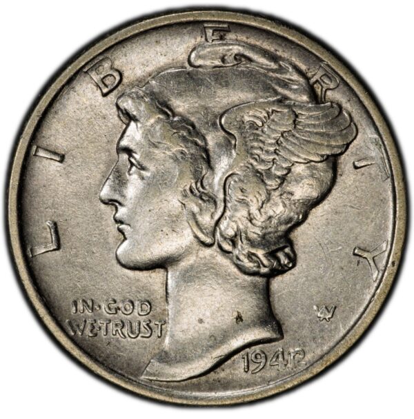 1942/1 Silver Mercury Dime PCGS XF Detail Cleaned Famous 20th C Over Date Error - Image 2