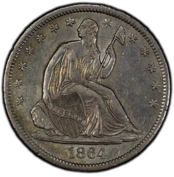 1864-S Seated Liberty Half Dollar PCGS AU Detail Cleaned Toned Rare Key Date - Image 2