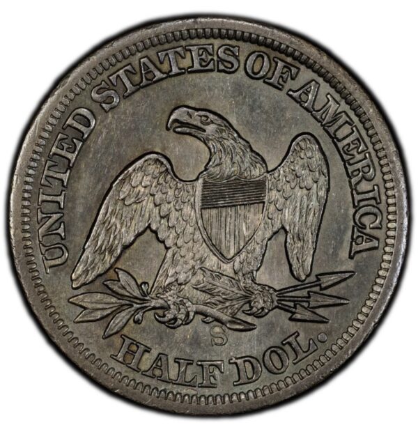 1864-S Seated Liberty Half Dollar PCGS AU Detail Cleaned Toned Rare Key Date - Image 3