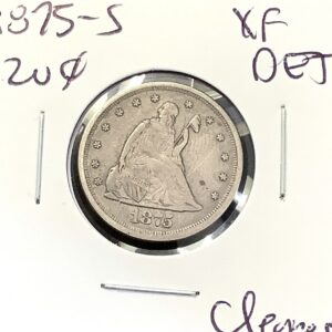1875-S Silver Twenty Cent Piece Lightly Circulated XF Detail Cleaned