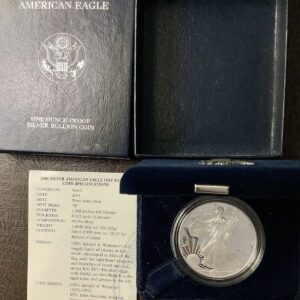 2001 W 1oz Proof American Silver Eagle ASE Coin w/OGP COA In Very Good Condition