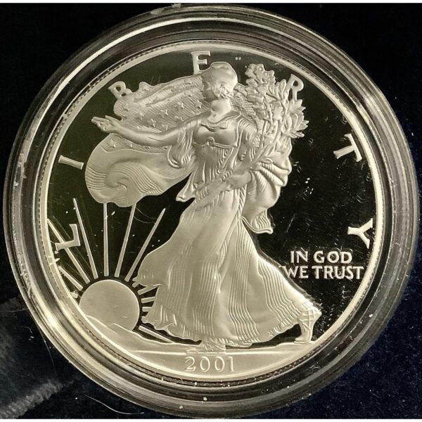 2001 W 1oz Proof American Silver Eagle ASE Coin w/OGP COA In Very Good Condition - Image 3