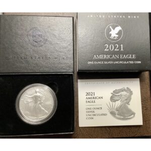 2021 W 1oz American Silver Eagle Burnished Coin BU Type 2 w/OGP COA - 21EGN
