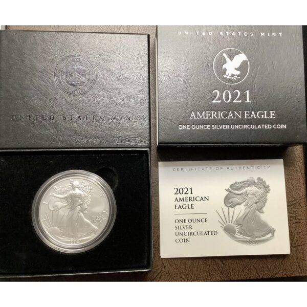 2021 W 1oz American Silver Eagle Burnished Coin BU Type 2 w/OGP COA - 21EGN