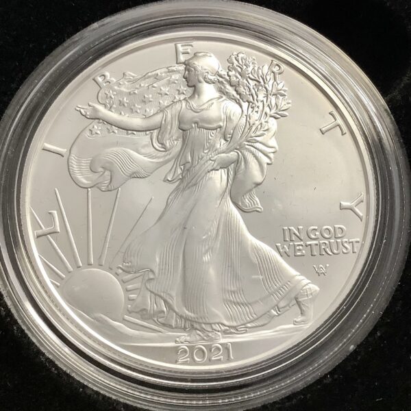 2021 W 1oz American Silver Eagle Burnished Coin BU Type 2 w/OGP COA - 21EGN - Image 2