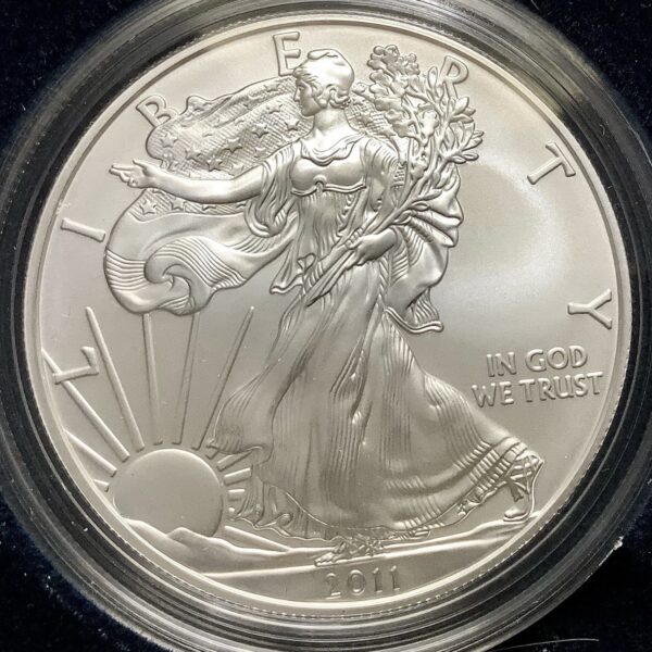 2011-W 1oz American Silver Eagle ASE Burnished Coin BU w/OGP COA - Image 2