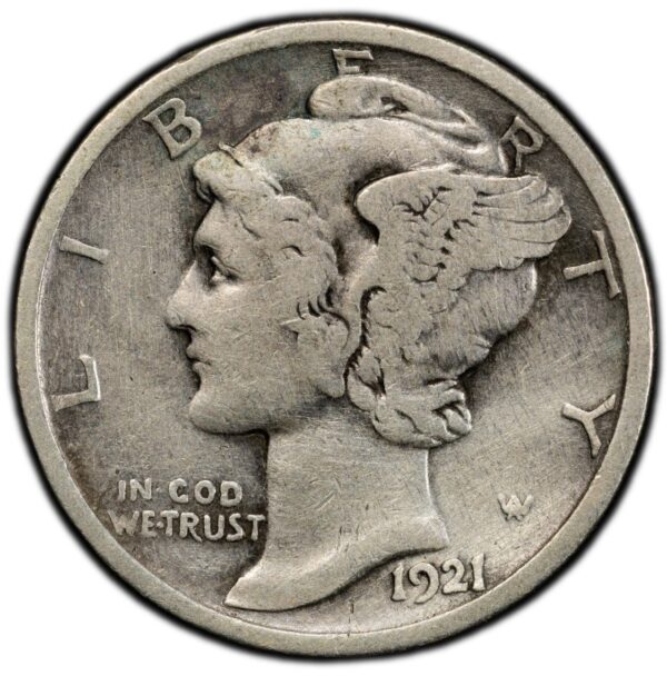 1921-D Silver Mercury Dime - PCGS VF Details Cleaned Key Date - Image 2