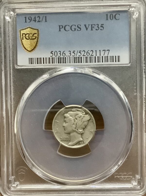 1942/1 Silver Mercury Dime PCGS VF35 Famous 20th C Over Date Error - Image 2