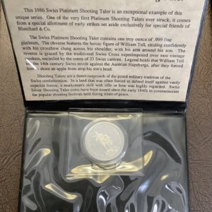1986 Swiss Shooting Festival Wilhelm Tell 1oz Proof Platinum Coin COA Sigma