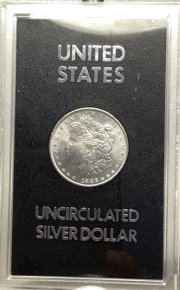 1886 Morgan Silver Dollar GSA Hard Pack Frosty White BU Very Scarce Non-CC Coin