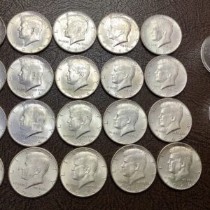 BU Roll 1964 Kennedy Half Dollars - 20 Uncirculated Coins Toned End Of Roll Coin
