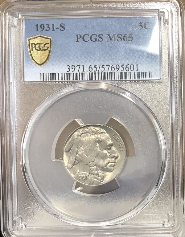 1931-S Buffalo Nickel - PCGS MS65 - Frosty Gem Scarce Semi-Key Date - Image 4