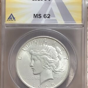 1925-S 90% Silver Peace Dollar ANACS MS62 - Tough Date Coin