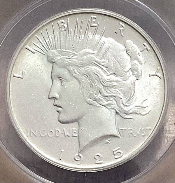 1925-S 90% Silver Peace Dollar ANACS MS62 - Tough Date Coin - Image 2