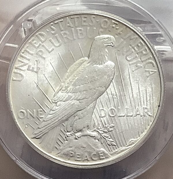 1925-S 90% Silver Peace Dollar ANACS MS62 - Tough Date Coin - Image 3