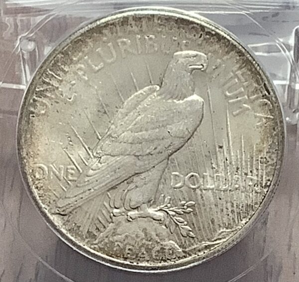 1927 90% Silver Peace Dollar - ANACS MS62 - Tough Date - Toned - Image 3