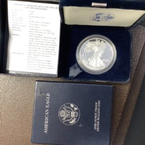 2000-P 1oz Proof American Silver Eagle Coin ASE w/OGP COA Box Shows Wear
