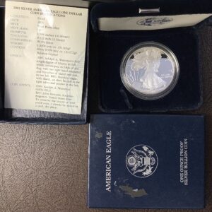 2001-W 1oz Proof American Silver Eagle Coin ASE w/OGP COA Box Shows Wear