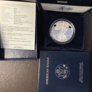 2006-W 1oz Proof American Silver Eagle Coin ASE w/OGP COA Excellent Condition