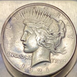 1921 Silver Peace Dollar Hi Relief Key Date 1st Year Issue Lightly Toned XF+/AU