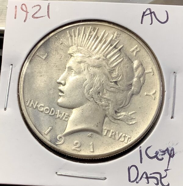 1921 Silver Peace Dollar Hi Relief Key Date 1st Year Issue Lightly Toned XF+/AU - Image 7