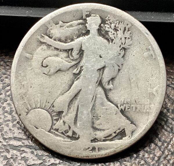 1921 90% Silver Walking Liberty Half Dollar Key Date G Good - Image 2