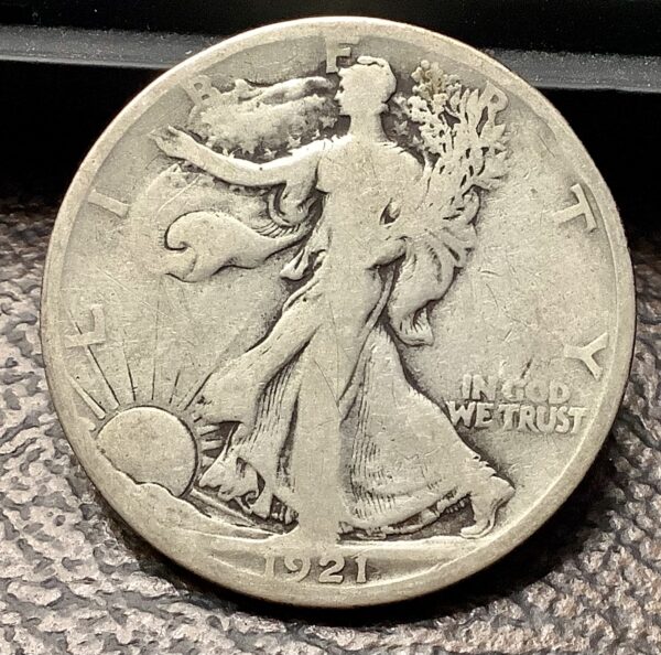 1921-S 90% Silver Walking Liberty Half Dollar Key Date G Good - Image 2