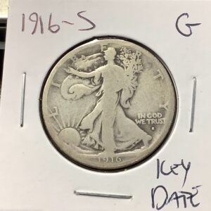 1916-S 90% Silver Walking Liberty Half Dollar Key Date G Good