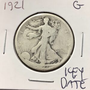 1921 90% Silver Walking Liberty Half Dollar Key Date G Good